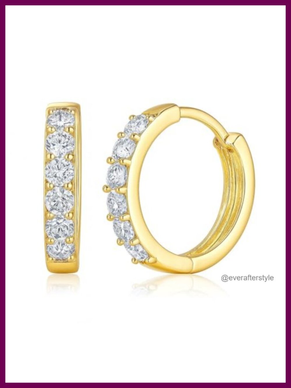 14K Gold Plated CZ Huggie Hoop Earrings for Women - Hypoallergenic